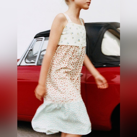 ZARA KIDS FLORAL DRESS CONTRASTING - Picture 5 of 6